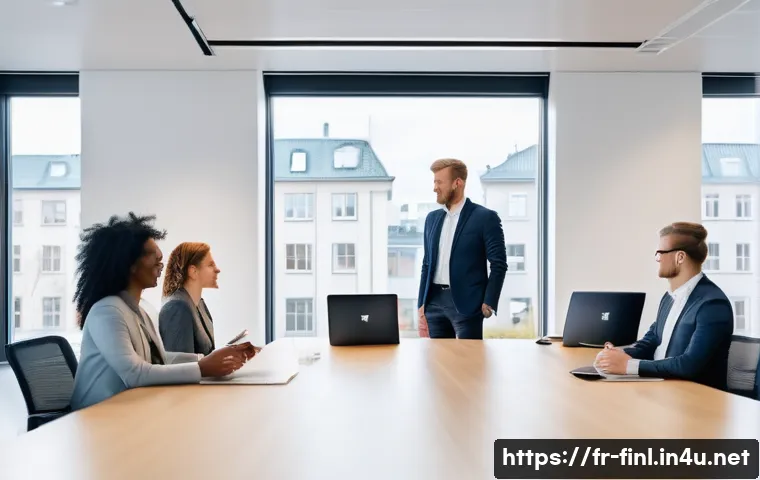 핀란드에서 일자리 찾기 전략 - **Prompt:** A dynamic and inclusive office environment in a modern Finnish tech company. Diverse pro...