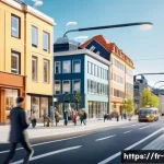 Home 21 핀란드 세금 구조 이해하기 - A detailed illustration of a modern Finnish cityscape showing diverse citizens engaged in everyday a...