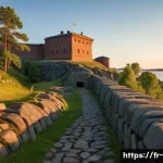 Home 18 핀란드 툴레리카 성 탐방기 - A panoramic view of Suomenlinna fortress island during golden hour, showcasing its massive 18th-cent...