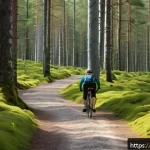 Home 23 핀란드에서 자전거 타기 좋은 곳 - A serene cycling trail winding through dense Finnish forests in the Lakeland region during summer, w...